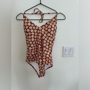 Rylee + Cru One Piece Floral Halter Swimsuit - L - New